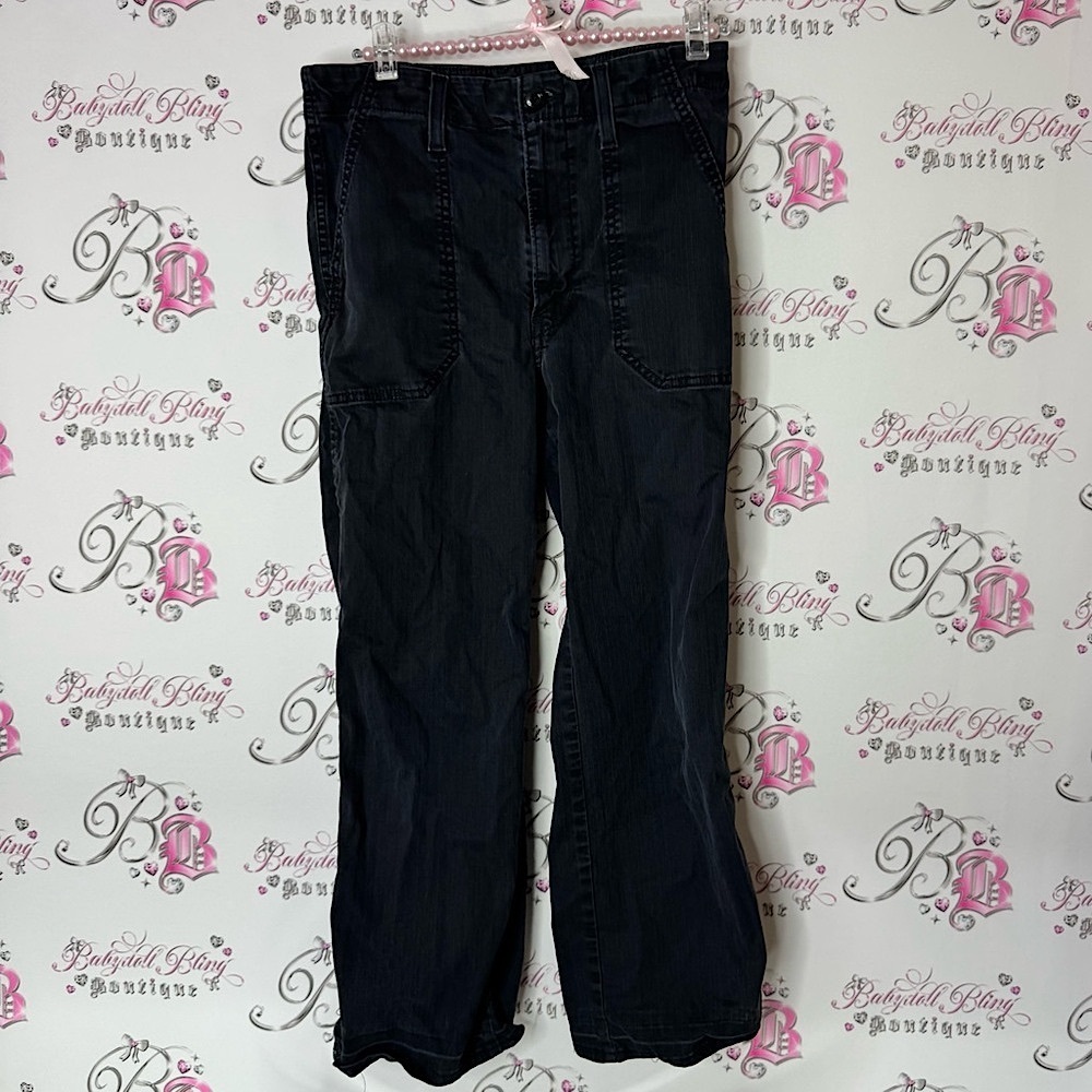 Levi’s pants flare leg grey black wash style vintage Black Denim Jeans